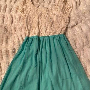 Crochet Lace Mint Short Dress